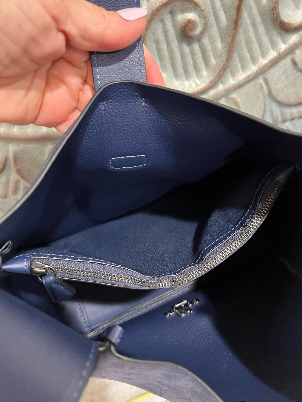 COACH Hadley Blue Suede Turn Lock Shoulder Bag CW004 - Picture 10 of 13